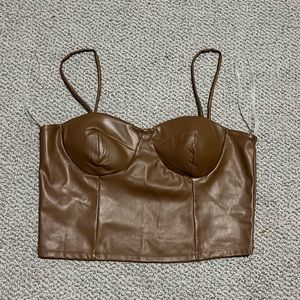 Brown Leather Tank top